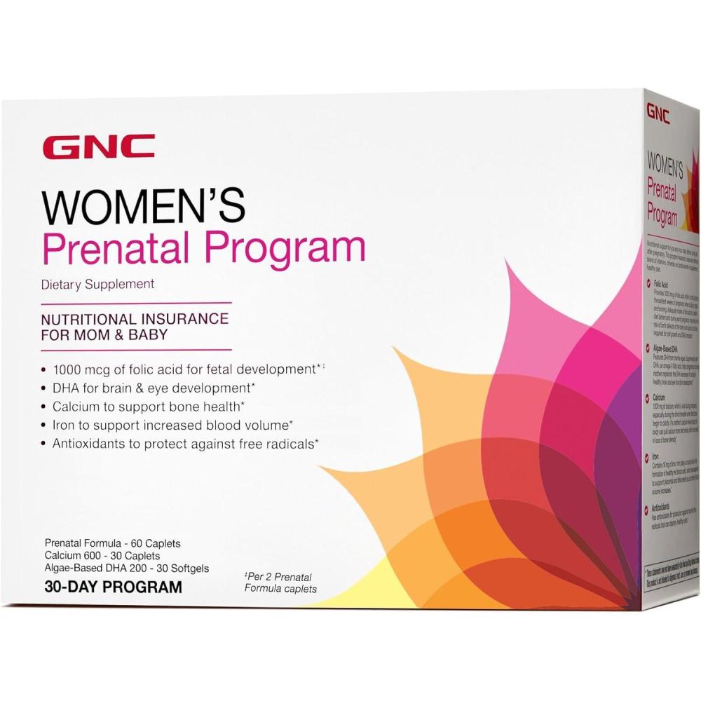 imageGNC Womens Prenatal Program Daily Supplement System Supports Healthy Development for Your Baby with Zinc amp Iron for Fetal Needs Targeted Prenatal and Pregnancy Essentials 30 Packs