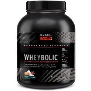 GNC AMP Wheybolic Clinically Proven Protein Powder, 40g Whey Protein, BCAA, Leucine, Increases Muscle Strength, Muscle Building, 3rd Party Tested, Gluten Free, Banana Milkshake, 25 Servings(Coconut Caramel)