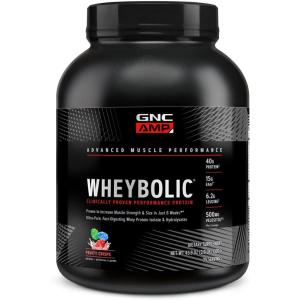 GNC AMP Wheybolic Clinically Proven Protein Powder, 40g Whey Protein, BCAA, Leucine, Increases Muscle Strength, Muscle Building, 3rd Party Tested, Gluten Free, Banana Milkshake, 25 Servings(Fruity Crisps)
