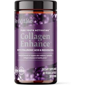 ResVitále Collagen Enhance – Beauty Supplement with Hyaluronic Acid & Resveratrol – 120 Capsules(60 Count (Pack of 1))