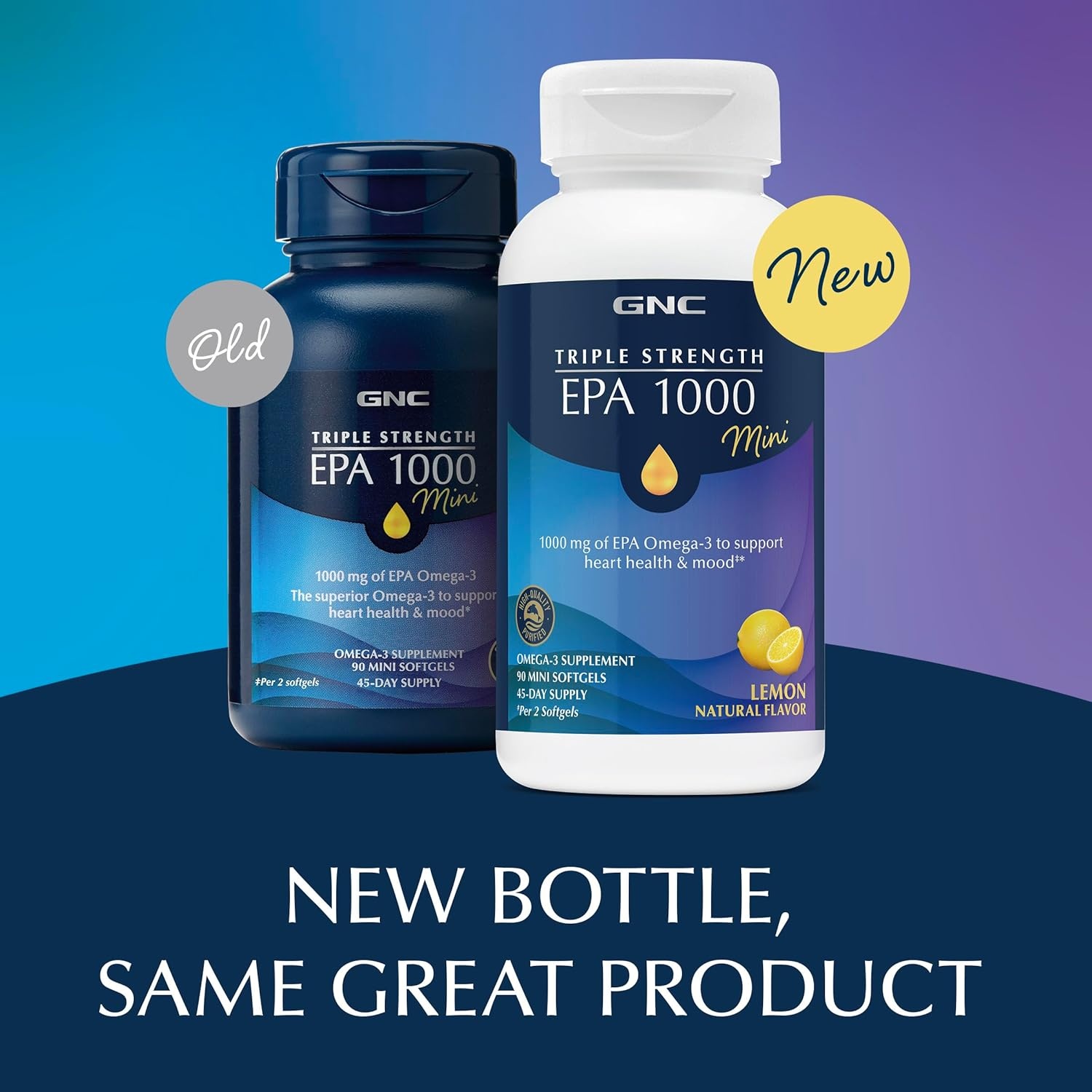 imageGNC Triple Strength Fish Oil EPA 1000 Mini 1000mg Omega 3 Mini Softgels Supports Eye Brain Skin Healthy Triglycerides Heart Joint Coated to Control Fishy Burps 45 ServingsNew Version