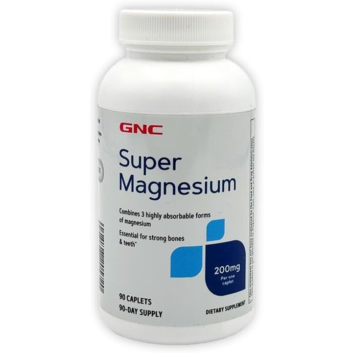 imageGNC Super Magnesium 400mg Supports Strong Bones and Teeth 90 Caplets