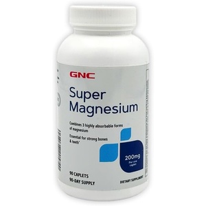 GNC Super Magnesium 400mg, Supports Strong Bones and Teeth, 90 Caplets