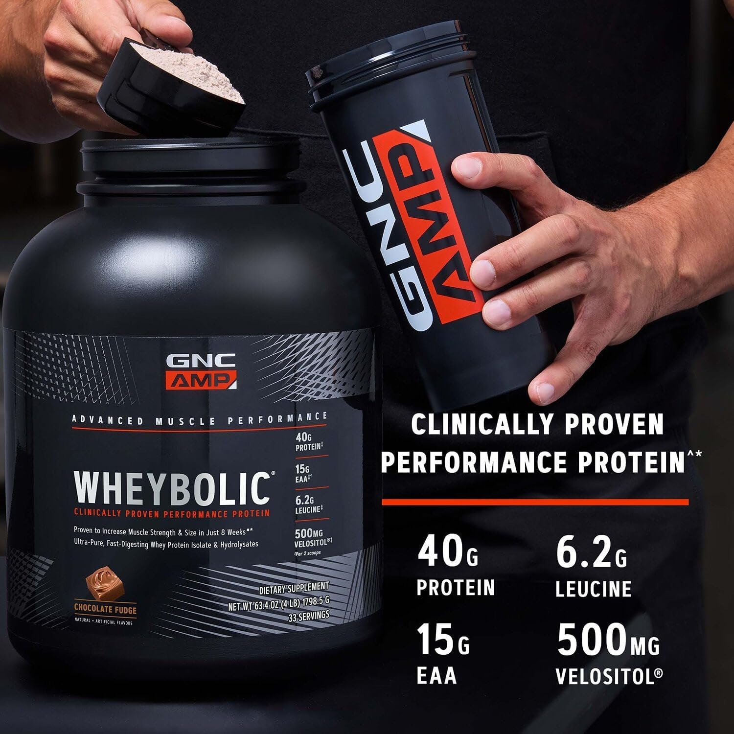 image:imageGNC AMP Wheybolic Clinically Proven Protein Powder 40g Whey Protein BCAA Leucine Increases Muscle Strength Muscle Building 3rd Party Tested Gluten Free Classic Vanilla 25 Servings