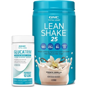 GNC Total Lean GlucaTrim – 120 Capsules (60 Servings) + GNC Total Lean | Lean Shake 25 Protein Powder | High-Protein Meal Replacement Shake | French Vanilla | 16 Servings