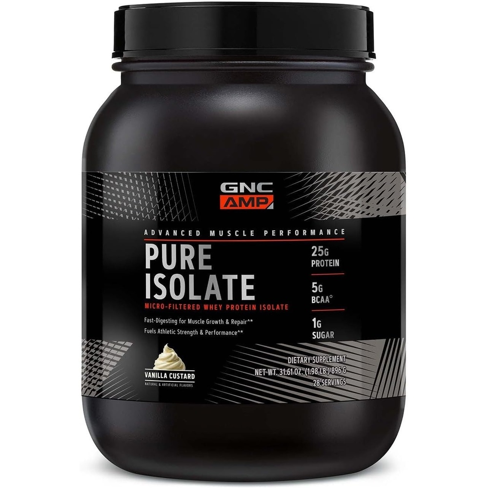image:imageGNC AMP Pure Isolate Whey Protein  Chocolate Frosting 28 ServingsVanilla Custard