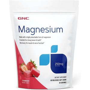 GNC Magnesium 250mg – Strawberry – 60 Soft Chews (30 Servings)